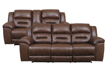 Stoneland Chocolate Reclining Sofa & Loveseat Set