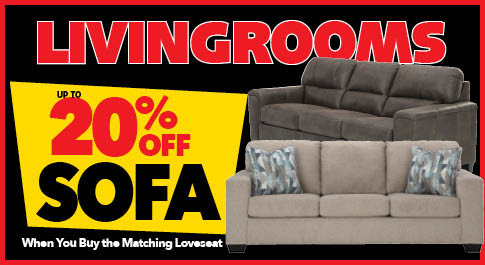 Living Rooms - Save up to 20% off Select Sofas